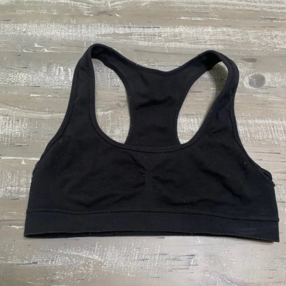 Solid Black Racerback Sports Bra